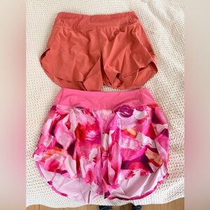 Lot of 2 Athleta Women's RAthletic Shorts Set - Pink Floral, Coral